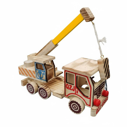 Wooden Crane Truck Decorative Toy Crane Vehicle Moving Arm for Playroom, Nursery
