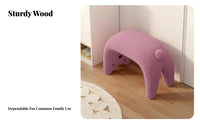 petShaped Ottoman Sturdy Wooden Legs petShaped Pouf Fuzzy Texture Low Stool for Parents, Pet Owners, Entryway, Living Room, Playroom