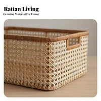 Lidded Woven Basket Handwoven Household Storage with Lid for Living Room, Women