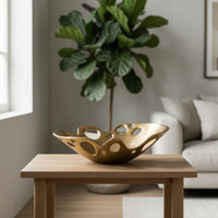 Sculptural Bowl Irregular Bowl with Cutouts Lustrous for Entryway