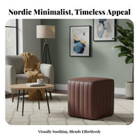 Upholstered Cube Pouf Minimalist Design Small Stool Soft Padded Seat for Bedroom