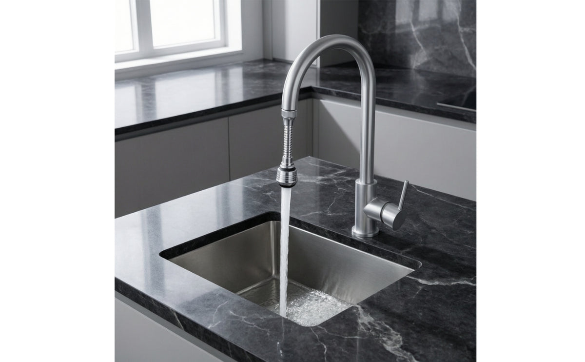 Chrome-Finish Faucet Aerator Extension Nozzle Adjustable Faucet Sprayer Attachment with Flexible Hose Swivel Threaded for Kitchen, Utility Sink