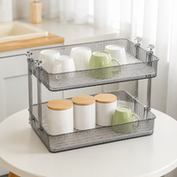 Double-Layer Transparent Storage Rack, Countertop Spice Shelf, Space-Saving for Office and Children's Room
