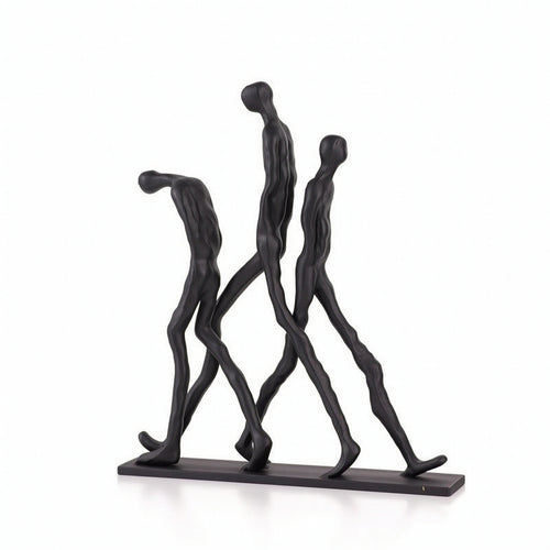 Abstract Human Statue Nordic Metal Sculpture Black for Console Table, Homeowners