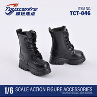 现货TCT-046 1/6女兵人马丁靴 黑色靴子鞋子 短靴空心无脚 模型