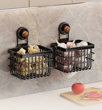 Kitchen Wall-Mounted Suction Cup Storage Rack, Drainage, No Drilling, Multifunctional