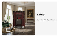 Luxury Design Solid Wood Wine Cabinet LED Lights Wine Cabinet with Glass Doors Adjustable Shelves Modern Lighted Home Bar Multi-Functional for Entertainers, Homeowners, Adults, Living Room, Mansion, Entertainment Area, Hotel Suite