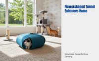 Flower-Shaped Feline Tunnel Year-Round Use Pet Bed Detachable Design Easy to Clean for Felines, Kittens, Indoors, Living Room