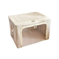 Foldable Cotton Linen Storage Box with Steel Frame for Clothes and Toys