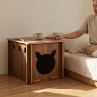Wooden Square Feline House Ventilated Indoor Feline House Flat Top