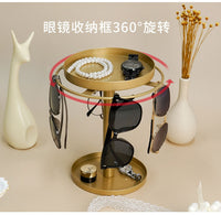 Disassemblable Rotating Eyeglass Display Stand with Storage - Gold, 5-Tier