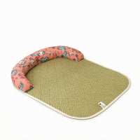 Cushioned Side Pet Mat Woven Rattan-Design Sleeping Mat Curved