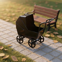 1:12 Scale Infant Carriage Realistic Detail 1:12 Scale Doll Pram Smooth Polished Metal Doll Carriage for Dioramas