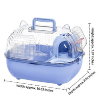 Portable Hamster Cage with Water Bottle, Oval Shape Travel Carrier for Short Trips, Cartoon Style Cat Ear Small Animal Outdoor Home