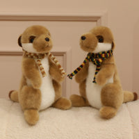 Stuffed Meerkat with Scarf Knitted Meerkat Stuffed Animal Soft Seated for Children, Desk Display, Bedside Table