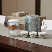 Compact Portable Tea Brewing Set Food-Safe Glaze Gongfu Tea Set Filter Hole for Outdoor, Office