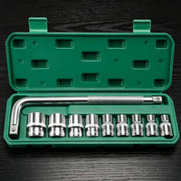 L-Shaped Socket Wrench Set Textured Grip Socket Wrench Set with Case Chrome-Finished Tool Kit with Storage Case for Mechanics, Home Repairs, Workshop