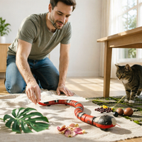 Obstacle Avoiding Feline Toy USB Rechargeable Snake Feline Toy Red Body