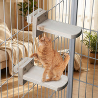 Wall Mounted Cat Steps and Stairs, Solid Wood Shelf with Climbing Stairway or Cage Installation, Space Saving Playground for Indoor Cats