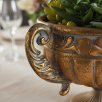 Vintage Goblet Vase Handcrafted Look Pedestal Vase Sturdy Iron Metal Urn Planter for Tabletop