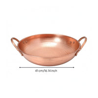 Handmade Copper Wok Hammered Stir Fry Pan Dimpled