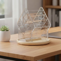 Clear Rotating Desk Organizer Multi-Tier Desktop Storage Organizer Space-Saving Pen Holder with Rotating Base Compact for Office, Dorm Room