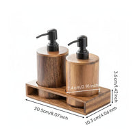 Walnut Wood Dispenser Luxury Design Refillable Shampoo Bottle for Hotel, Kitchen