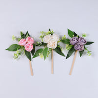 Three-Head Rose Cake Flower Artificial Forest Cake Topper for Wedding Birthday Decoration