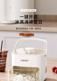 Press-Type Ice Cube Tray with Lid, 48-Grid, Food-Grade PP, Easy Release