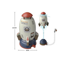 Space Rocket Water Sprinkler Toy for Kids with Rotating Spray