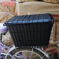 Bicycle Rear Basket with Lid, Large Capacity Front Shopping Basket for Mountain Bikes, Thickened Wire Mesh
