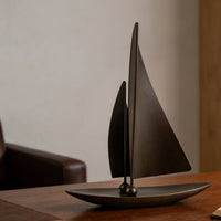 Desktop Sailboat Statue Artistic Metal Sailboat Sculpture Modern for Office Desk