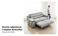 Electric Reclining Sofa Bed Modern Minimalist Design Electric Recliner Couch Padded Armrests Leather Home Theater Seating for Families, Adults