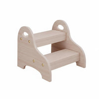 Toddler Wooden Stool Solid Wood Construction Wooden 2-Step Stool Rounded Corners