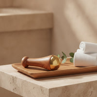 Brass Massage Stick with Wooden Handle Handheld Massager Manual for Home, Travel