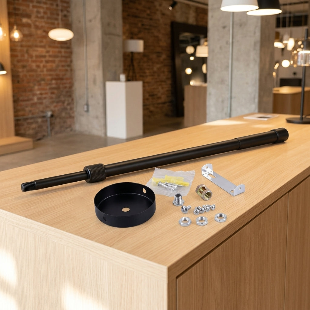Telescopic Pole for Heavy Duty Pendant Lights, Iron Lighting Extension Rod with Ceiling Base, Fixed Mount Telescopic Rod, Adjustable Height