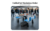 Attached Dining Table and Chair Set Steel Frame Cafeteria Table with Attached Seats Thickened Tabletop 4-Person Cafeteria Unit for Employees