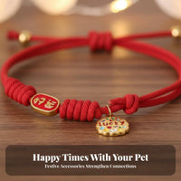 Handmade Chinese New Year Pet Collar Festive Decoration Braided Red Rope Pet Collar Cute Design for Cats, Dogs, Holiday Celebration, Parties