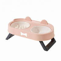 Raised Pet Feeding Station Plastic Double Pet Bowl Stand Easy to Clean