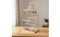Parrot Activity Center Climbing Ladder Parrot Playstand Multi Level Bird Training stand fit Parrots, Cockatiels, Indoor, Cage Top