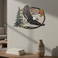 Cast Iron Eagle Wall Hanging Easy to Hang forests Sunset Wall Art Modern Rustic House Decoration for Entryway