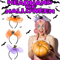 Halloween Skull Headband with Spider and Bow