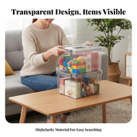 Clear Tote with Handle Portable Lidded Clear container Stackable for Parents, Families