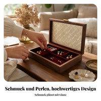 Wooden Jewelry Box Brass Latch Velvet-Lined Jewelry Box Hinged Lid