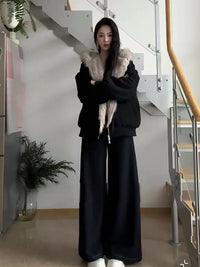 座山雕毛茸茸毛领棉服外套男女加绒加厚夹克美式cleanfit冬季棉衣