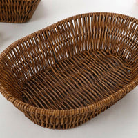 Deep round woven kitchen basket, plastic, 22x7 cm, brown