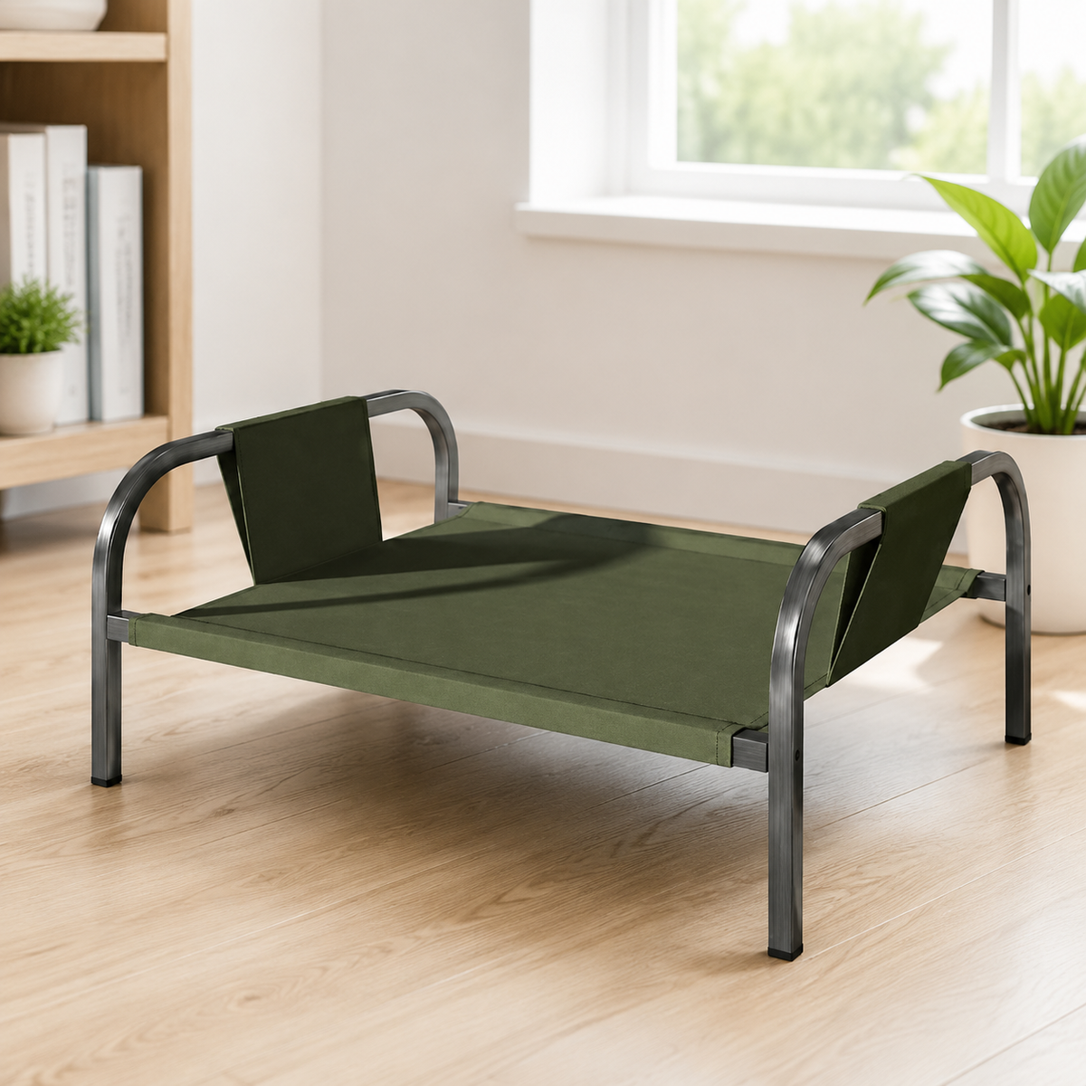 Sturdy Duty Raised Dog Bed, Outdoor Dog Bed with Steel Frame, Washable Oxford Cloth Cover, 20cm Elevated Pet Bed for Garden