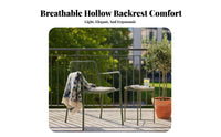 Minimalist Nordic Design Slatted Dining Armchair Stackable Slatted Metal Armchair Hollow Back Design Outdoor Furniture With Armrests for Cafe Owners, Families, Homeowners, Balcony, Yard, Porch, Kitchen