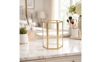 Compact Desktop Storage Holder with Metal Frame Elegant Makeup Brush Holder Space Saving Makeup Brush Organizer Modern for Dressing Table