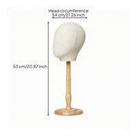 Freestanding Fabric Mannequin Head with Wooden Stand Countertop Mannequin Head with Wood Base Sturdy Hat Display Long-Lasting for Boutiques, Vanity